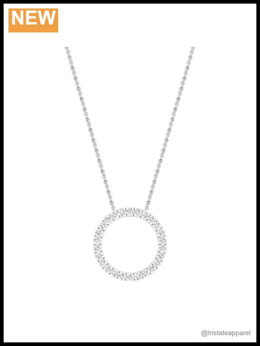 14K White Gold Natural Diamond Circle Pendant Necklace 0.10 Carat